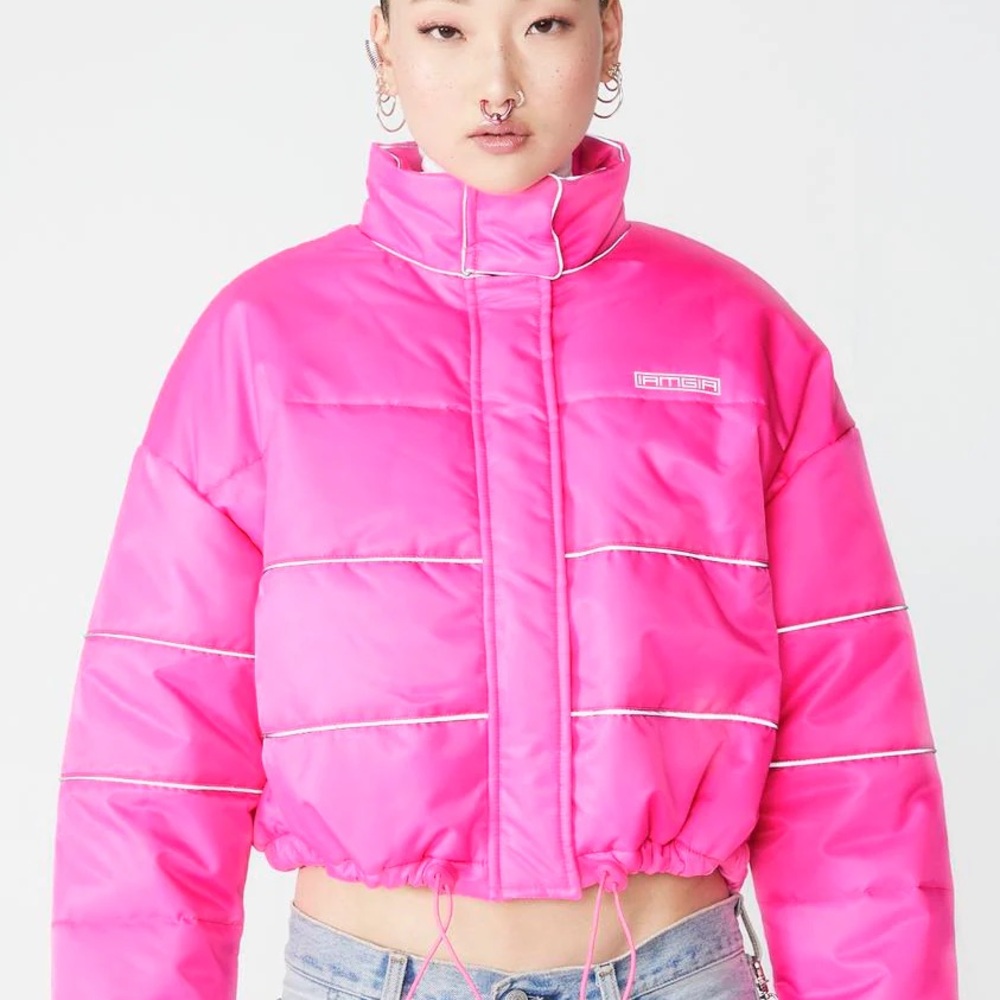 I AM GIA Pink Cropped Puffer Jacket Size XS